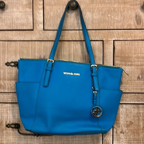 Bags | Michael Kors Large Turquoise Tote Bag | Poshmark
